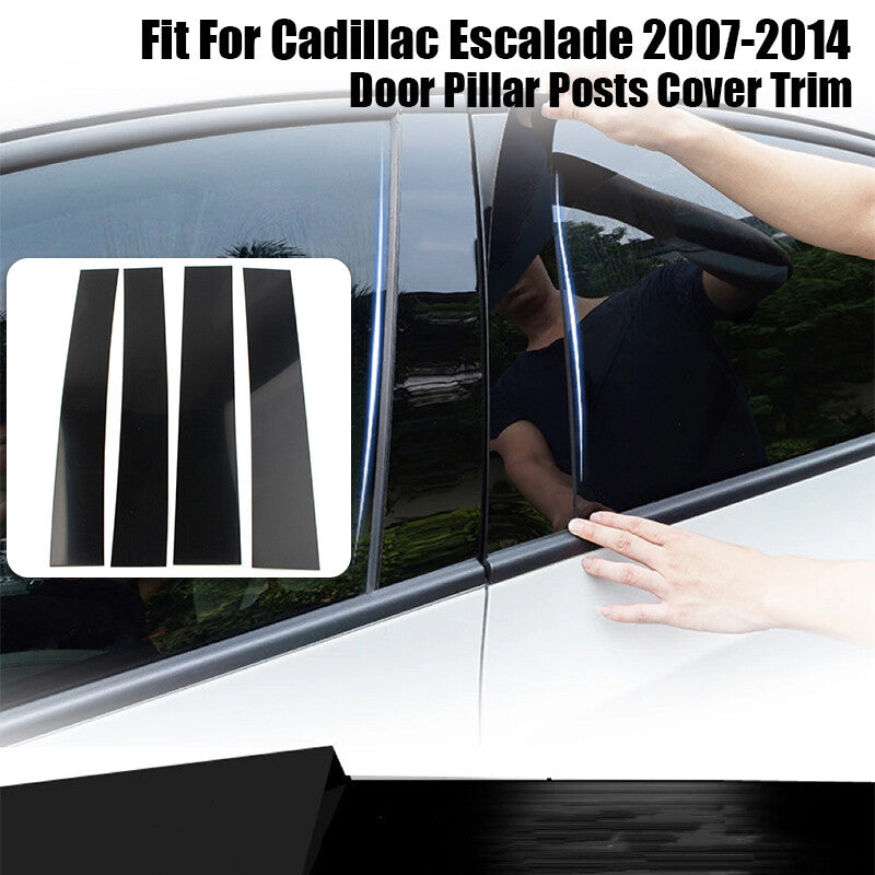 Suitable for 2007-2014 for Cadillac for Escalade Black B-pillar door and window trim covers (4x)
