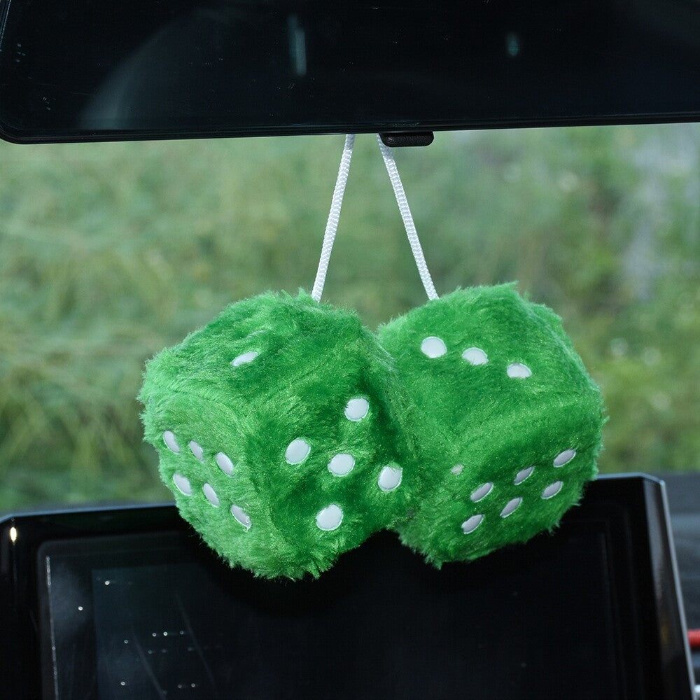 6CM Fuzzy Plush Dice Retro Square Plush Hanging Mirror Fuzzy Dices Car Decor