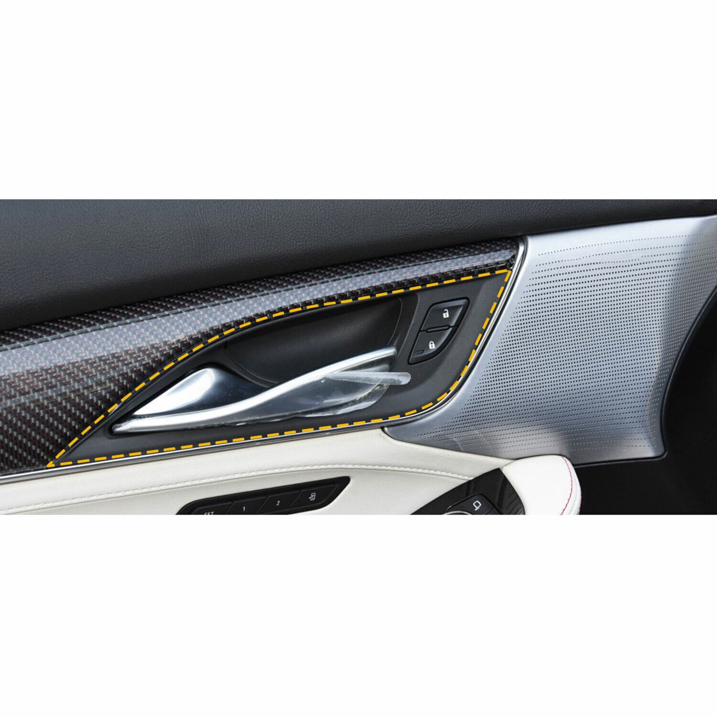 Inner Door Handle Frame Trim 4P ABS Carbon Fiber Fit for Cadillac CT5 2020-2024