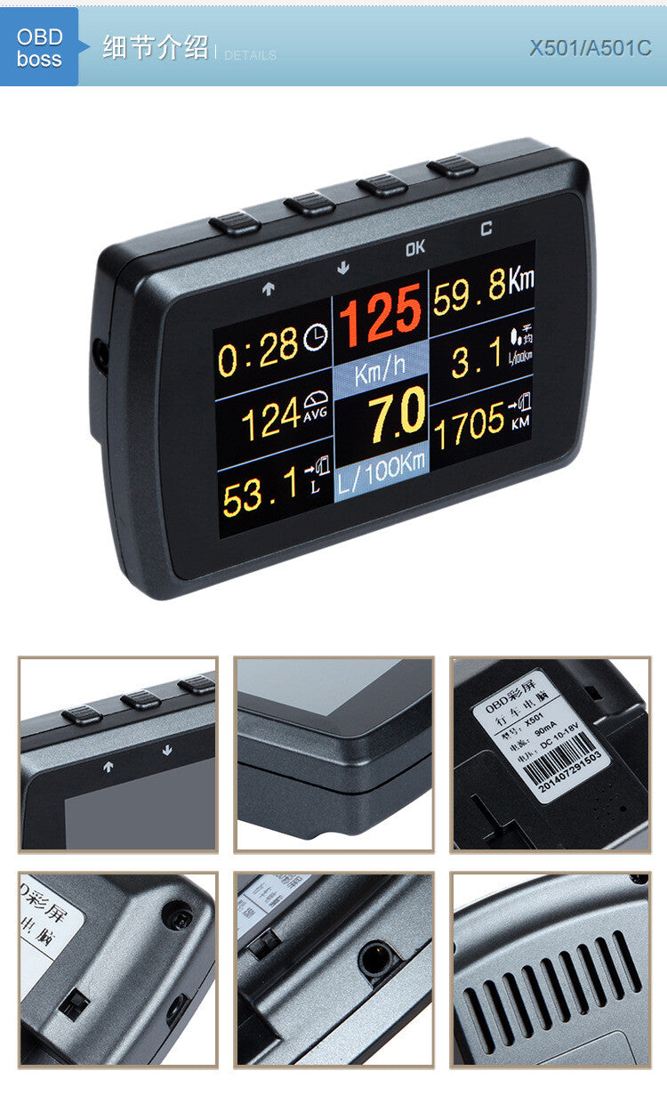 Car A501C for Smart OBD OBD2 HUD Digital Meter Speedometer Fault Code Alarm Display
