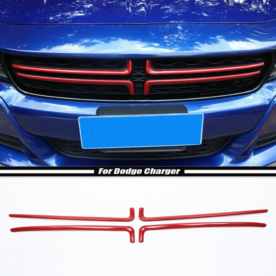 ABS, red exterior front grille, grille insert strip trim, 4P, suitable for 15-23 for Dodge Charger SXT