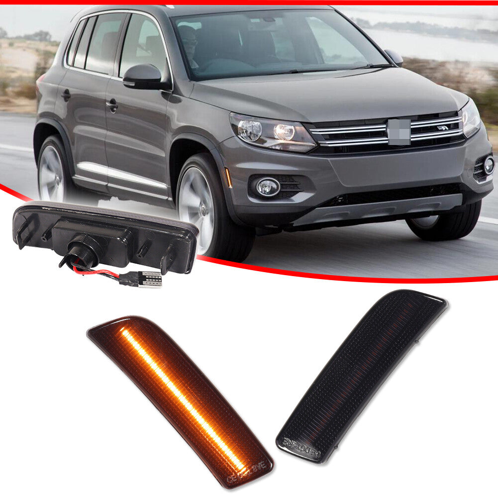 Suitable for Tiguan 2009-2017 smoked amber LED front fender side marker light- v