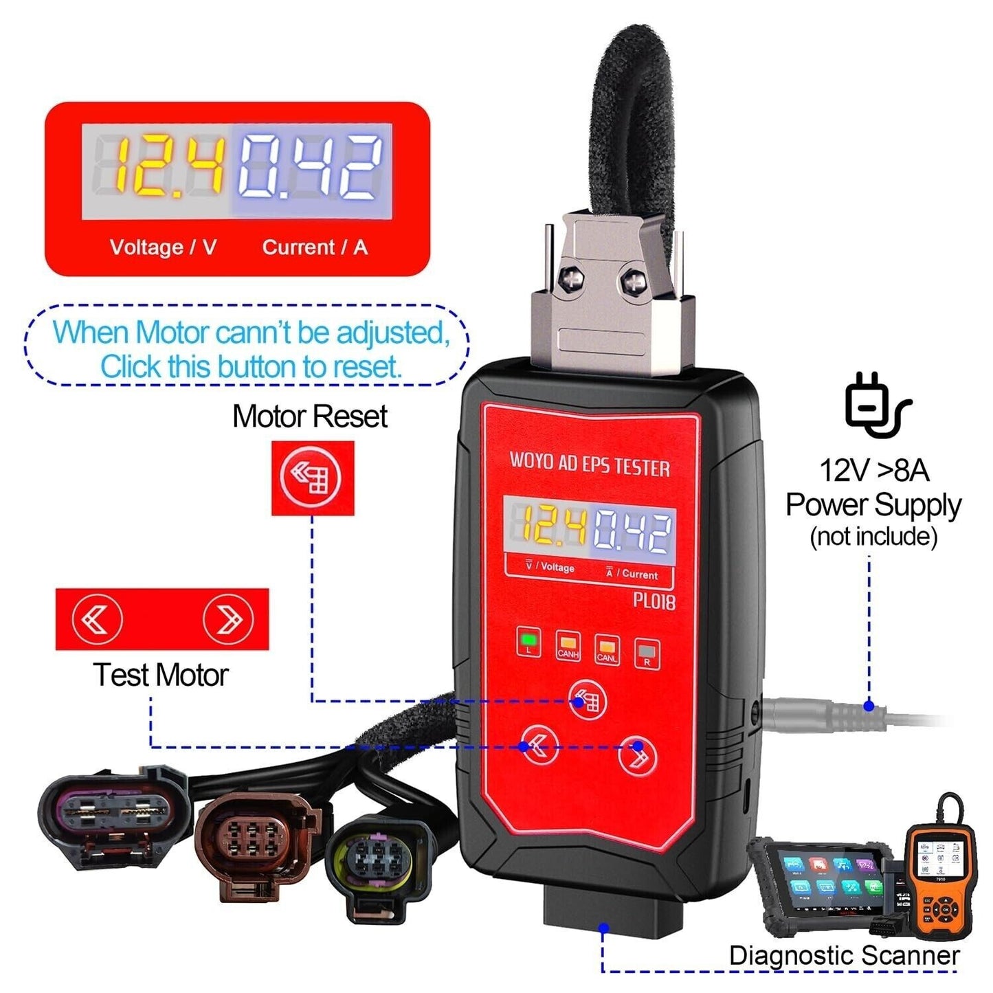 PL018 Steering Wheel EPS Tester for AUDI A4 A5 A6 Q5 Automotive Diagnostic Tool