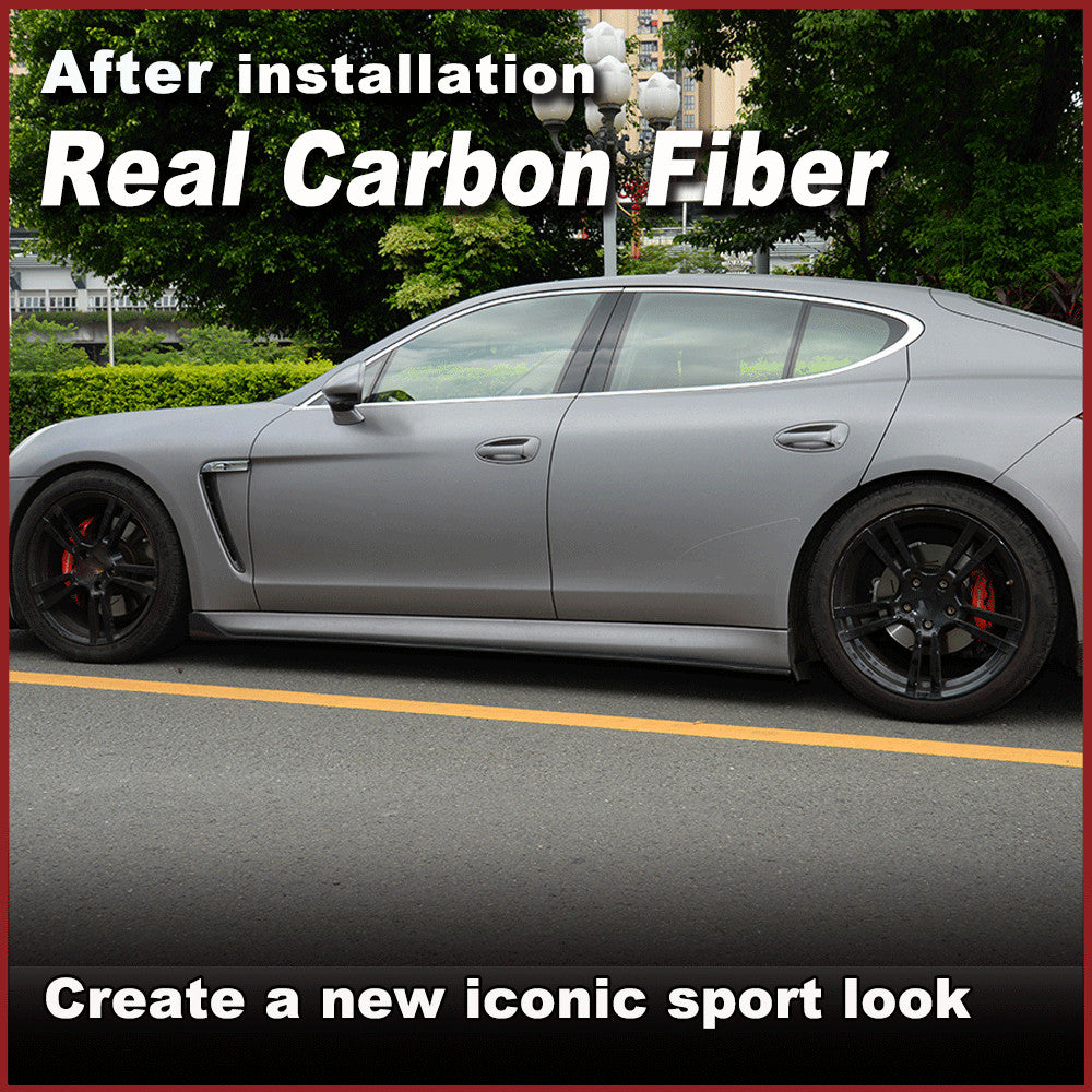 Fit for Porsche for Panamera 2010-2013 REAL CARBON Side Skirts Extension Spoiler Lip