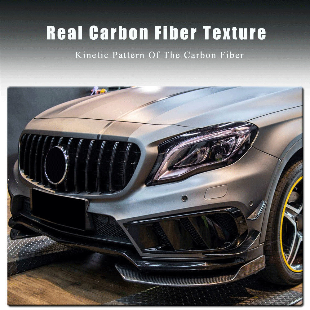 for Benz X156 GLA45 17-19 REAL CARBON Front Bumper Lip Splitter Canard Fins