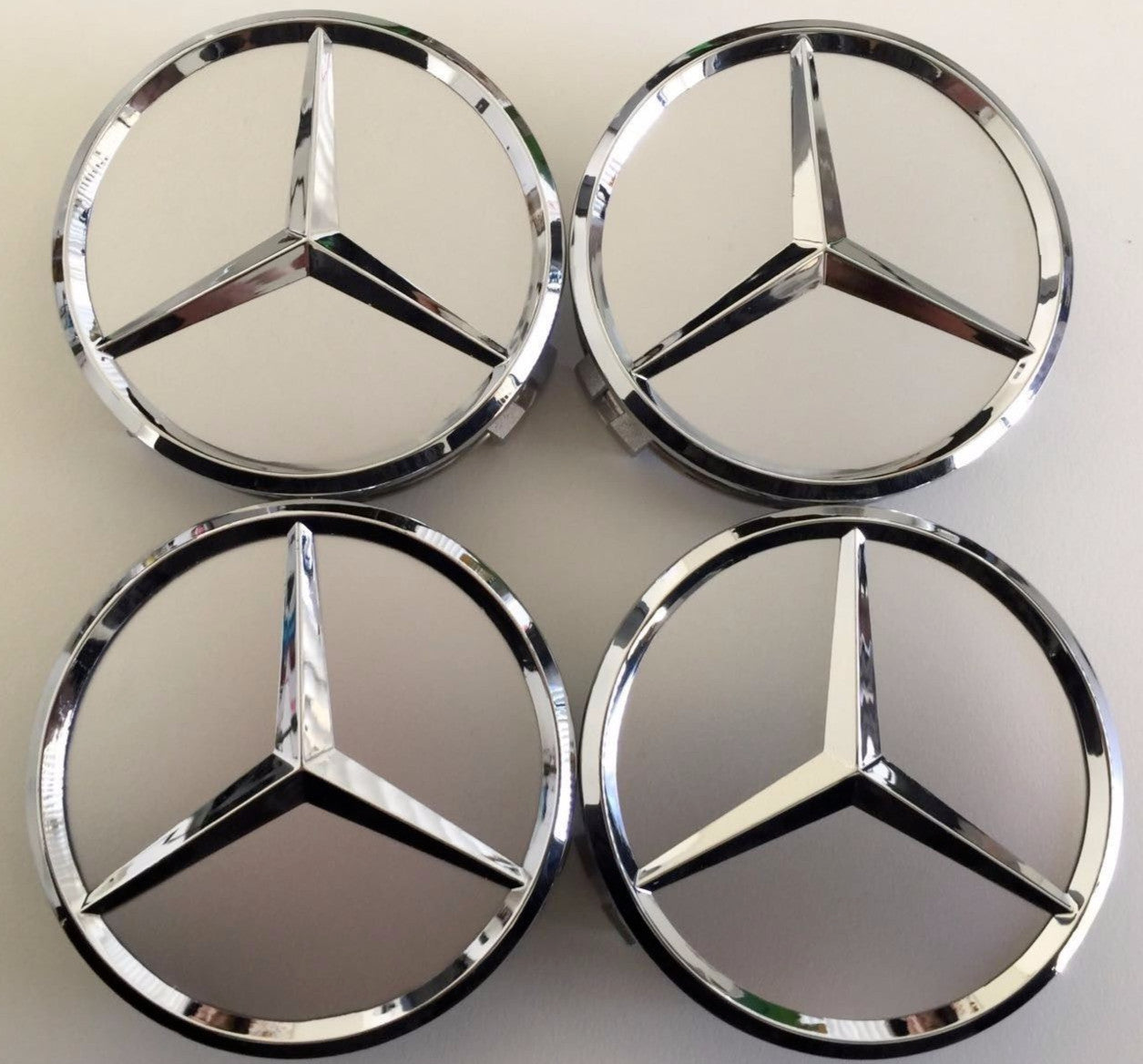 4 for Mercedes grey alloy wheels, center hubcaps, 75mm ABCESM grade, ML CLK SLR
