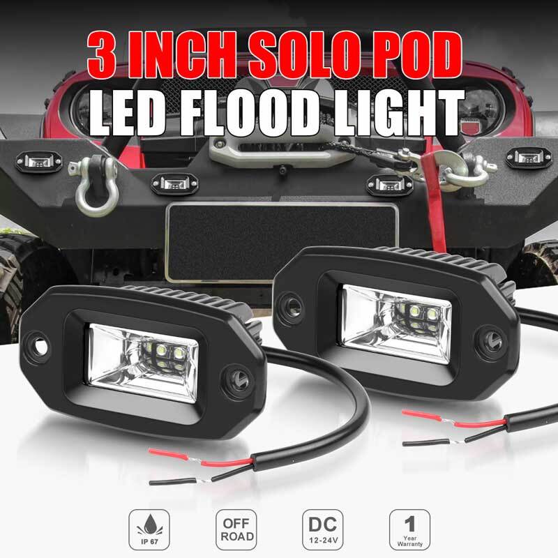 2X 4inch Flush Mount LED Work Light Bar Flood Pods Truck Driving Fog Offroad SUV