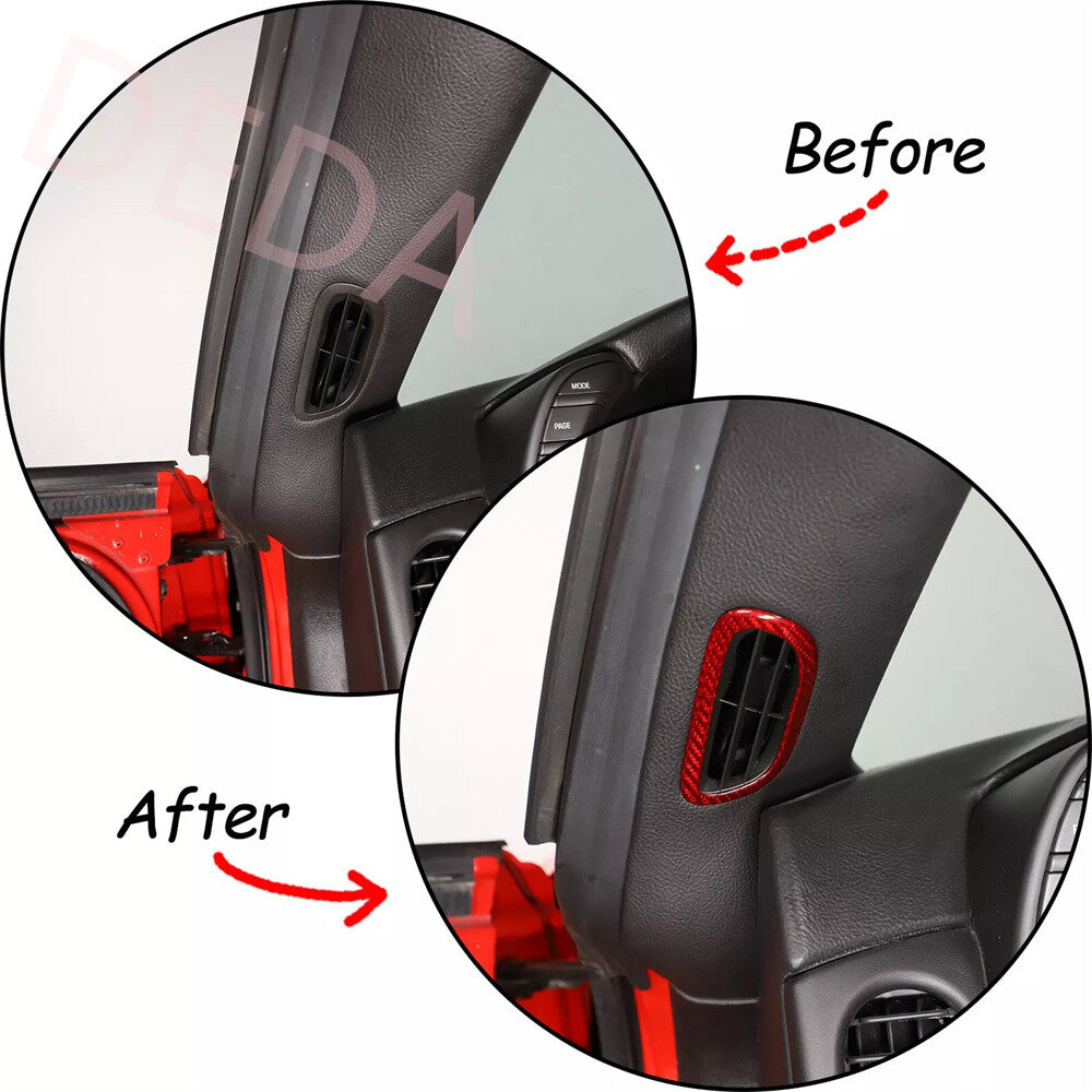2¡ÁRed Carbon Fiber Front A Pillar Air Vent Outlet Trim for Corvette C6 2005-2013