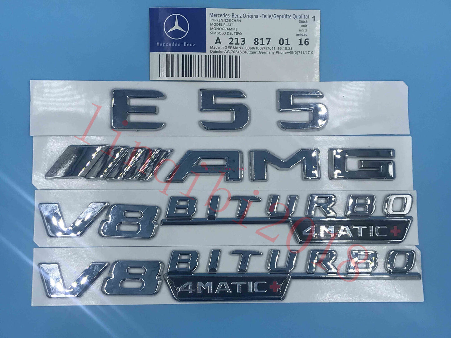 Flat E55 AMG V8 BITURBO Letters Trunk Embl Badge Sticker for AMG