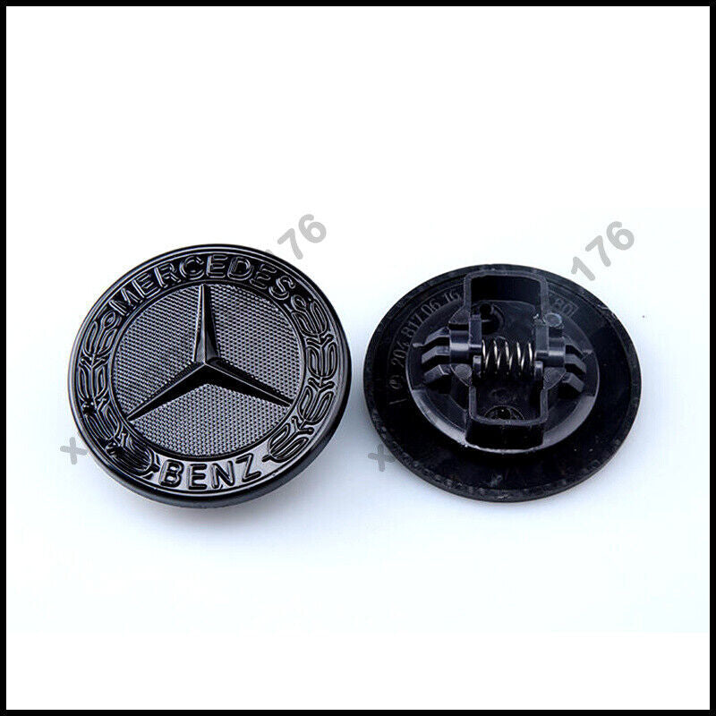 AMG front grille badge, glossy black, flat laurel wreath badge, W205 W213