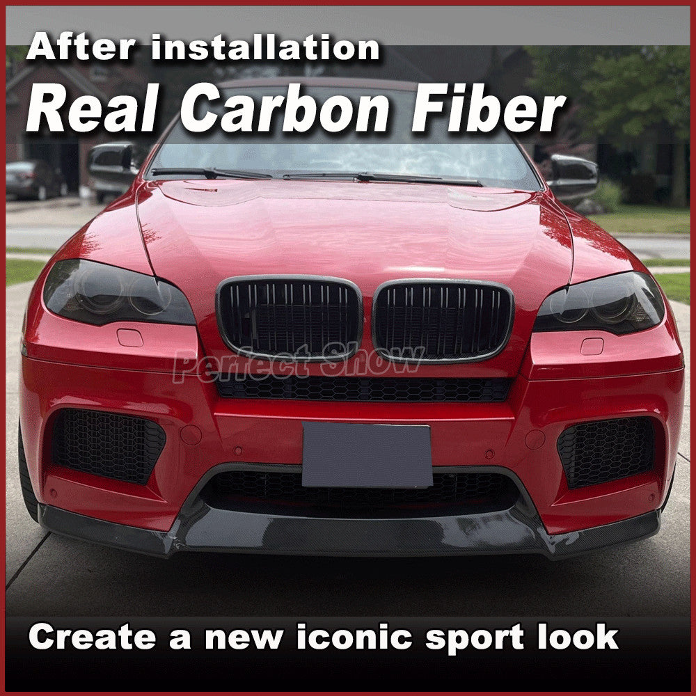 3PCS REAL CARBON Front Bumper Lip Chin Spoiler for BMW X5M E70 X6M E71 2010-14