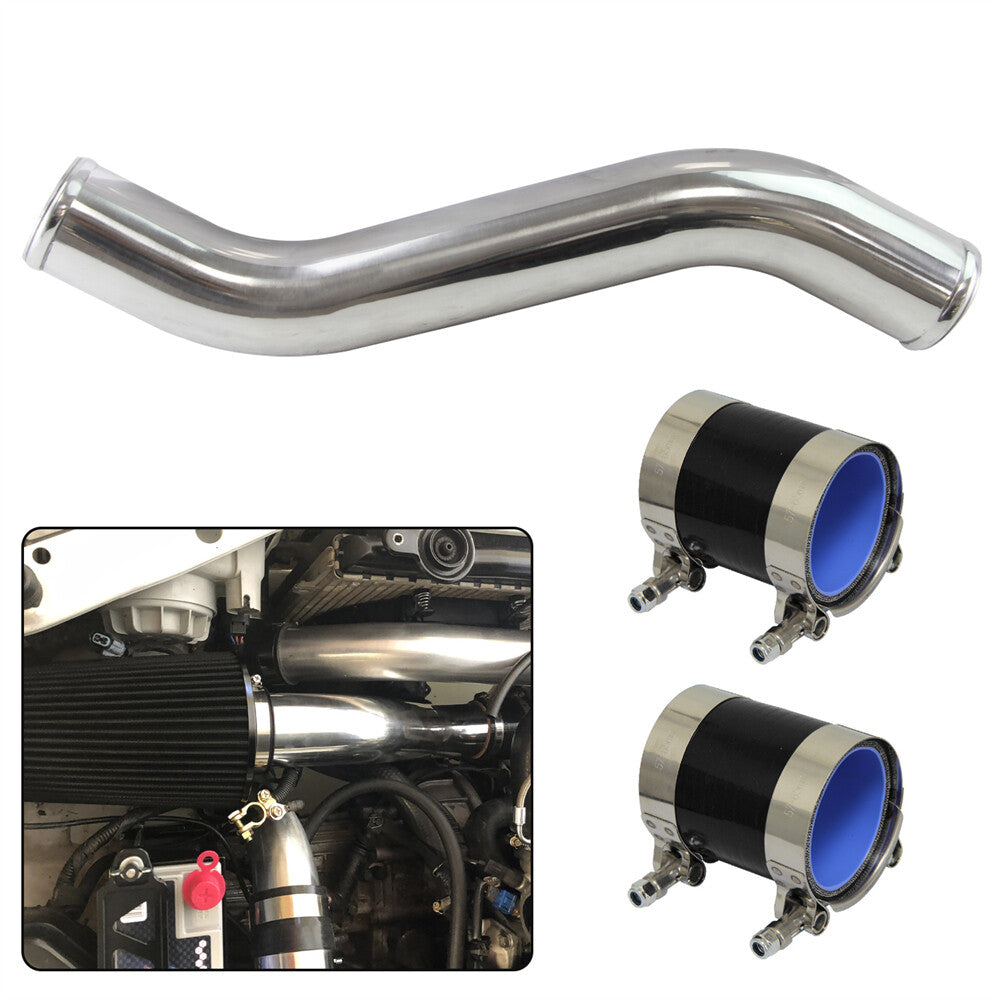 57mm 2.25'' S / Z Shape Aluminum Turbo Pipe Piping Tube +2PCS Silicone Hose BK