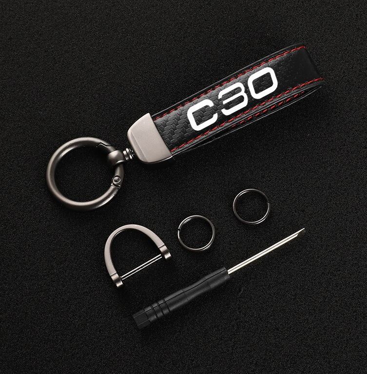 Suitable for C30 car keychains, key rings, key fobs, car accessories, black and red