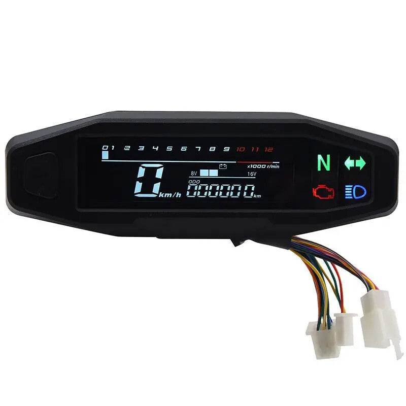 for Mini LCD Digital Motorcycle 12V Speedometer Oil Gauge Tachometer Electric Meters