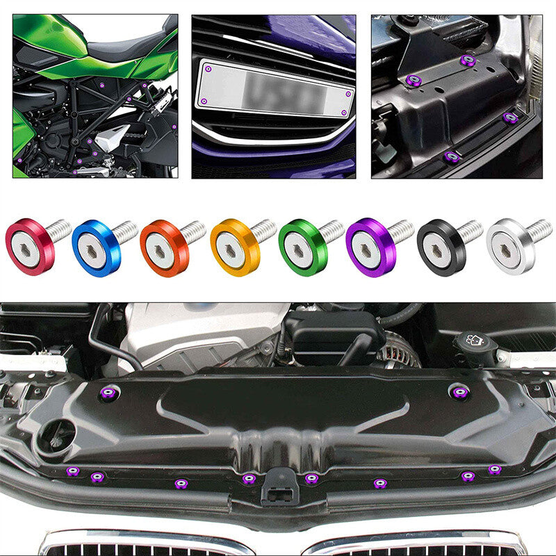 20Pcs Billet Aluminum Fender Bumper Washer Bay Dress up Bolt Screw Kit Purple