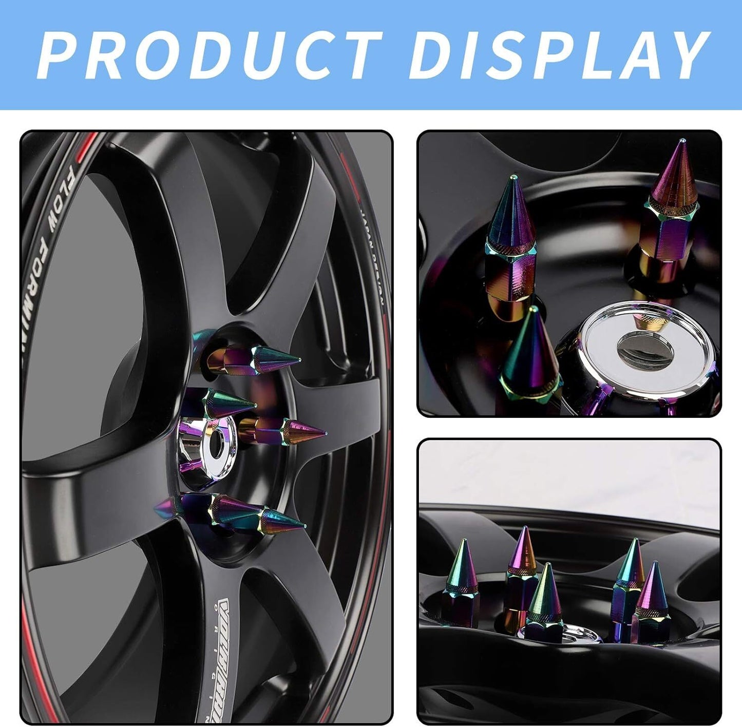 20Pcs M12X1.5 Spiked Nuts for Rims Aluminum Extended Lug Nuts 60MM Colorful