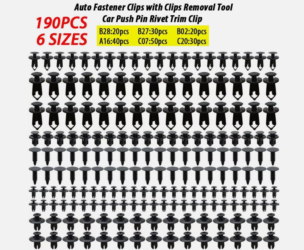 Plastic Fastener Rivet Car Push Pin Rivet Trim Clips Kit Auto Fastener 190Pcs