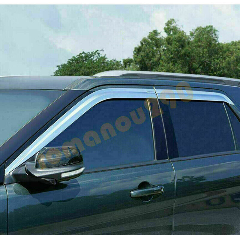 for Ford Explorer 11-19 Chrome Window Visor Vent Rain Guard Shield Deflector Kit