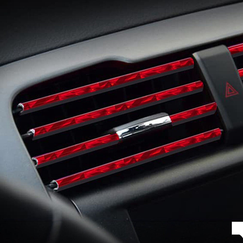 10pcs Car Trunk SUV Air Conditioner Deco Strip Air Vent Outlet Trim Red