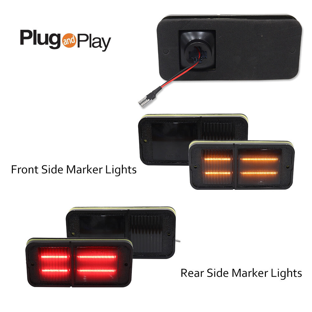 Smoked LED Front and Rear Marker Lights for 68-72 for GMC C/K Trucks - v