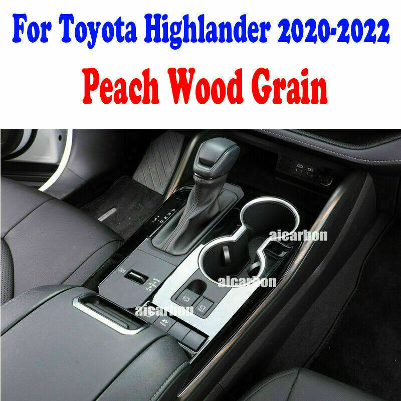 Wood Grain ABS Gear Shift Panel Side Strips Trim for Toyota Highlander 2020-2023
