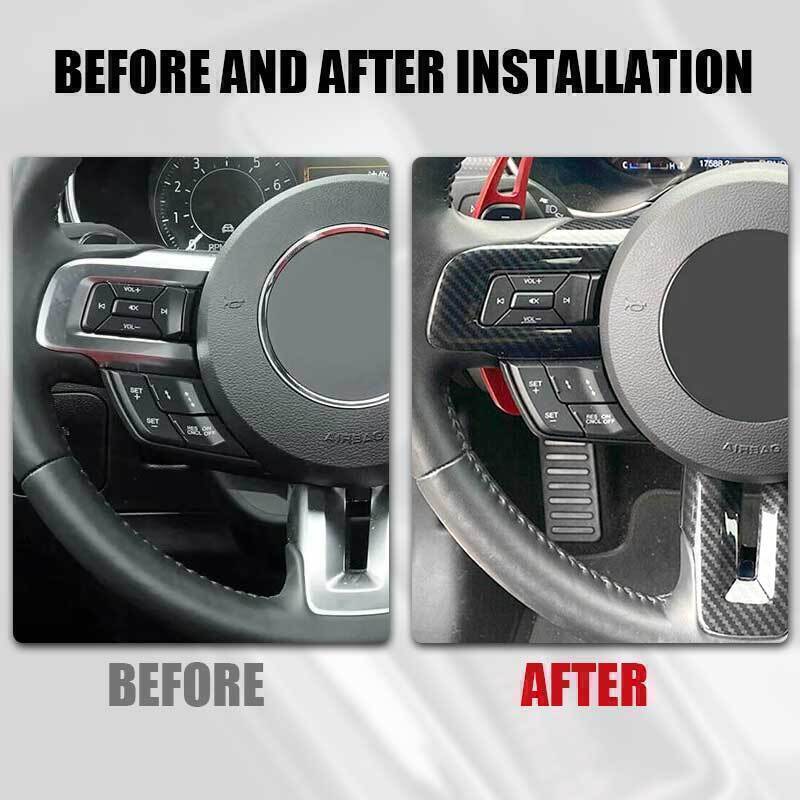 Carbon Fiber Interior Steering Wheel Cover Trim Frame for Ford for Mustang 2015-2019