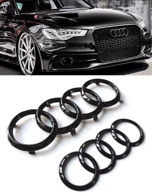 Suitable for Audi hooded rear badge ring front boot rear trunk badge sticker gloss black