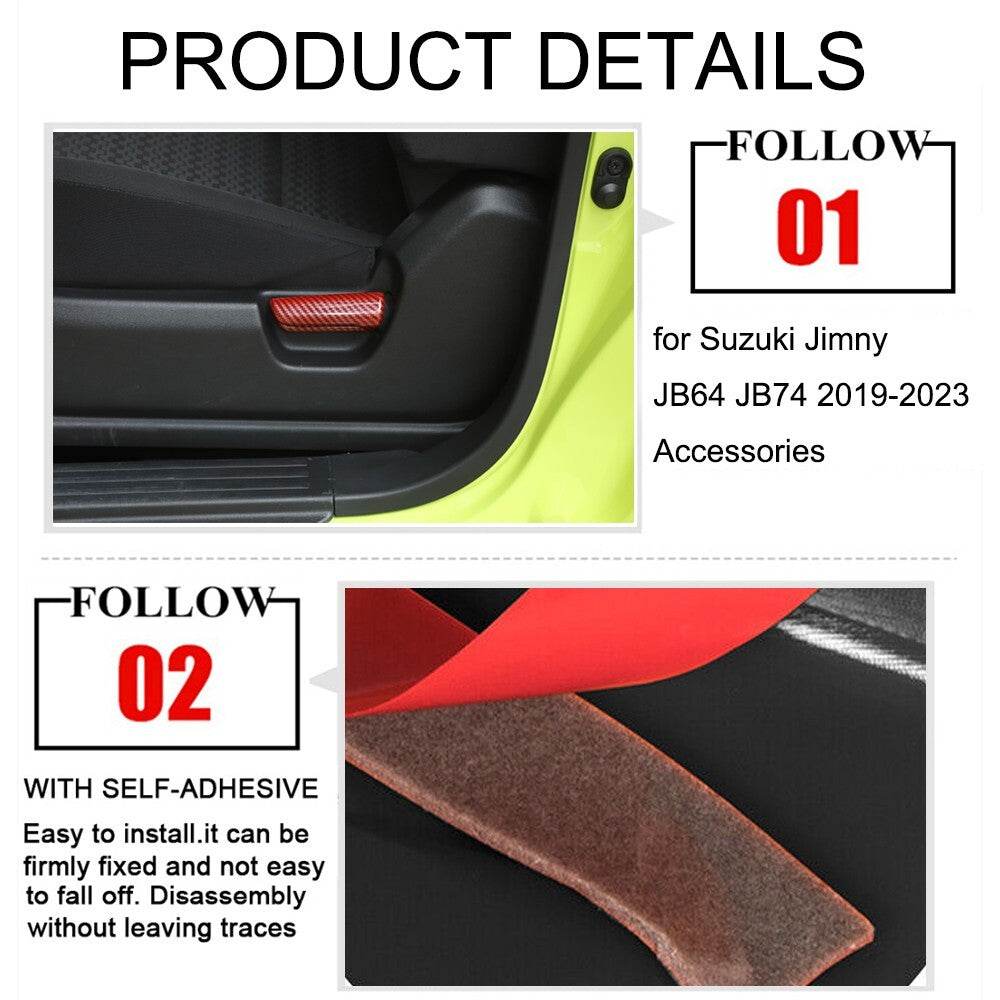 Red Carbon Fiber for Seat Back Adjustment Handle Cover Trim for Suzuki for Jimny 2019-23