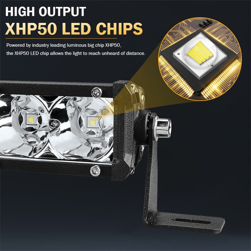 7inch 50W Single Row Slim LED Work Light Bar Spot Driving Off Road SUV Truck 4WD