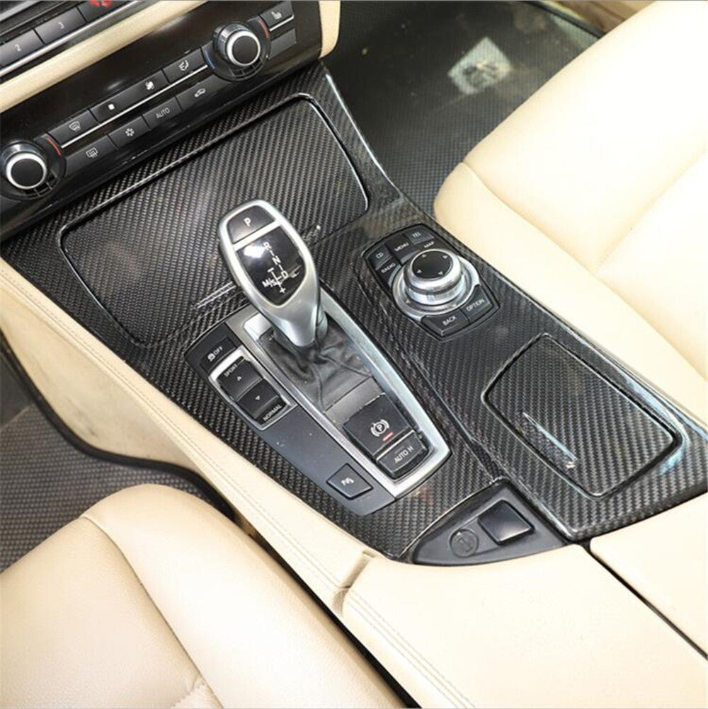 Real Carbon Fiber Central Control Gear Shift Trim for BMW 5 Series F10 2011-2017