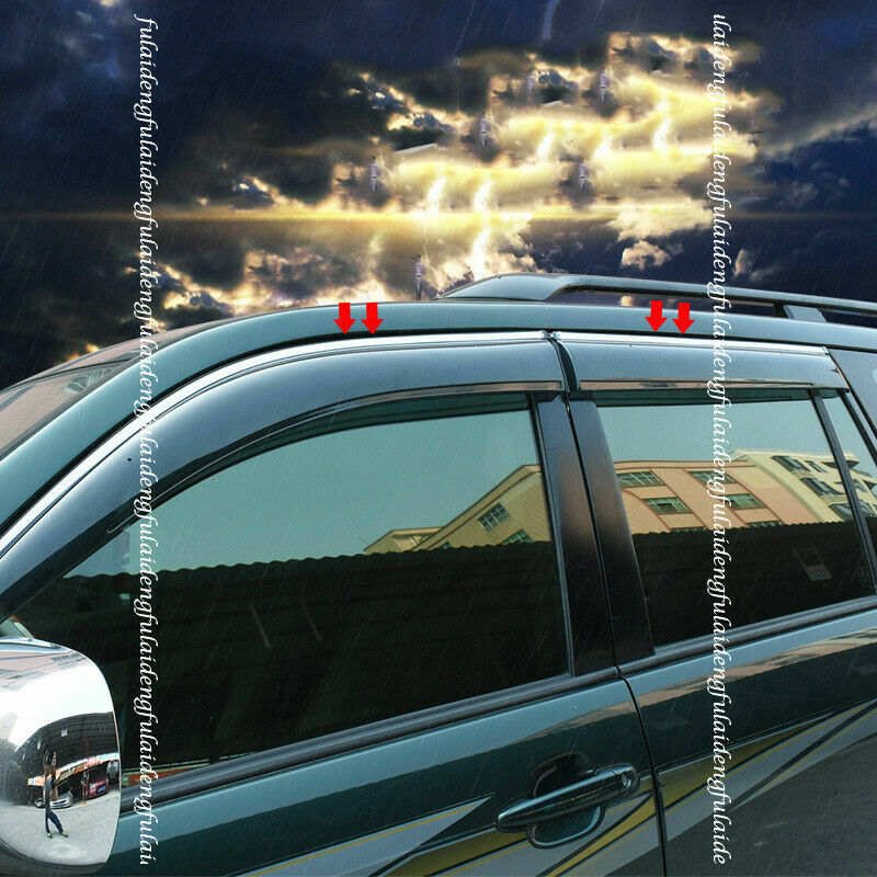 for Toyota Prado 2003-2009 Window Visor Rain Sun Shield Deflectors W/Chrome trim