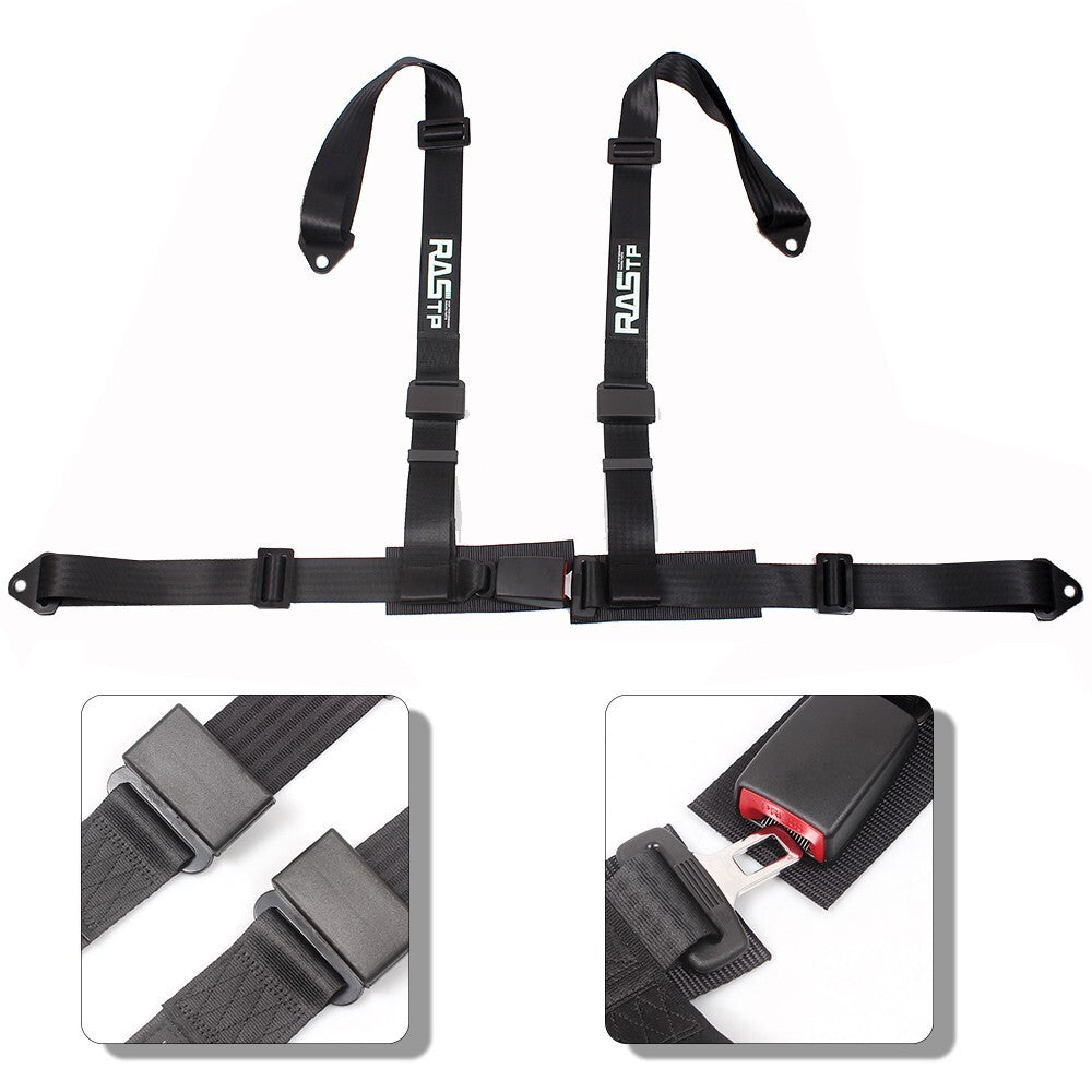 New Black 2 4Point Harness Quick Release Safety Universal Go-Kart for Seat Belt