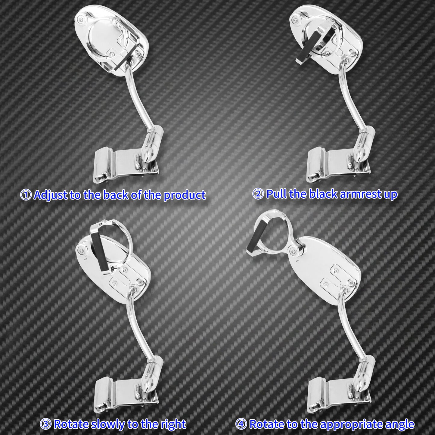Rear Adjustable Passenger Armrests with Cut Holder Fit Fot for Honda Gold Wing 1800