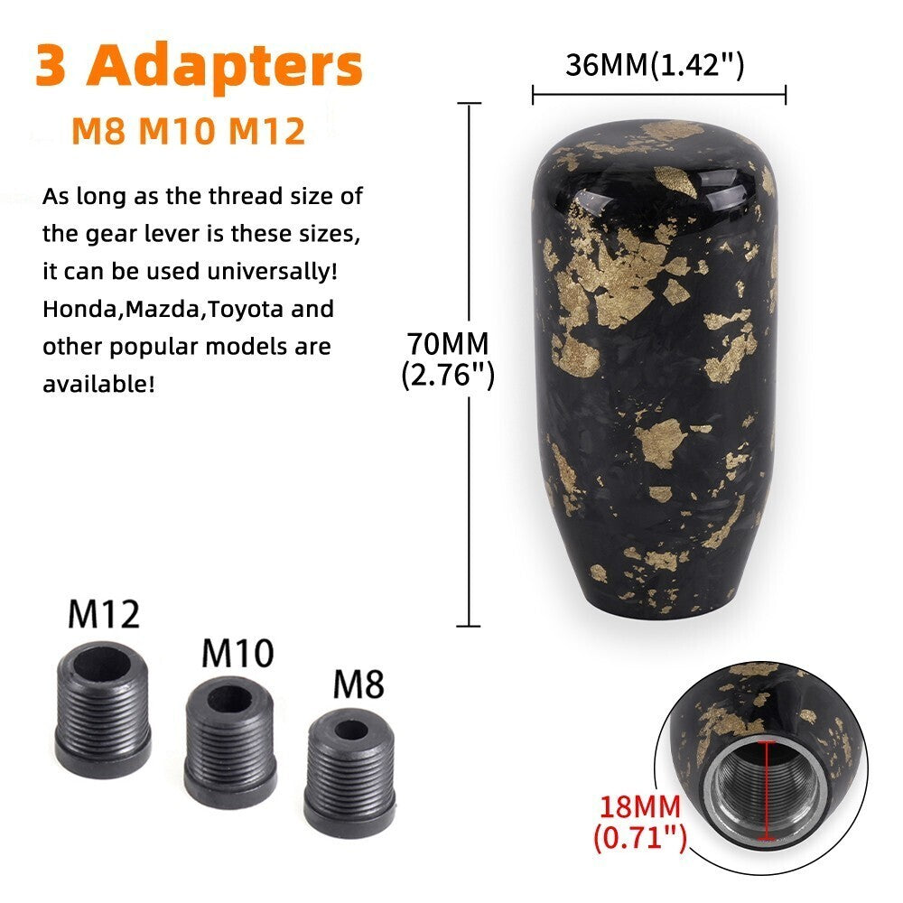 Universal Forged Carbon Fiber Manual Car Gear Shift Knob Lever Shifter Gold