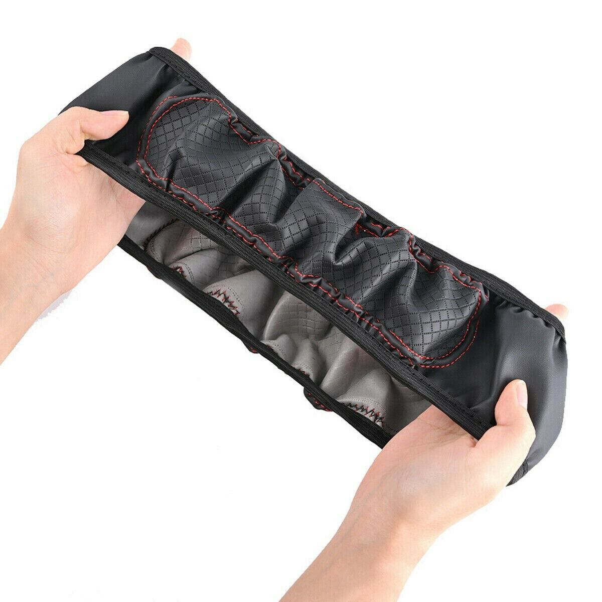 PU Leather Car Steering Wheel Cover, for 15-Inch, 38cm, Accessories, Black-Red Q