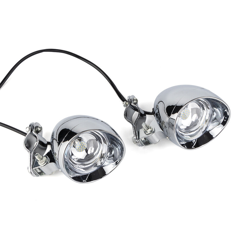 LED Bullet Passing Spot Fog Light With Guard Bar Mount Bracket Clamp Motorcycle Q