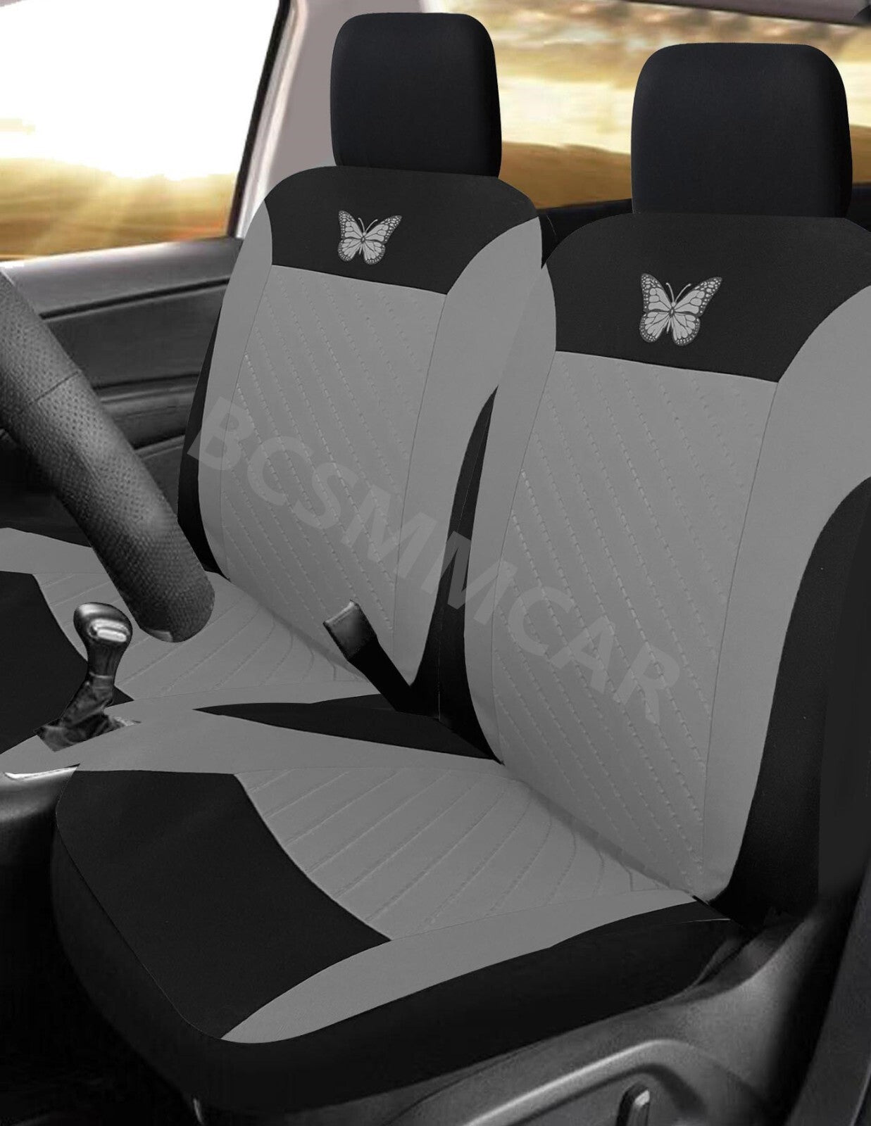 2x Front Car for Seat Covers Full-surround Protector Washable Car Accessories Gray