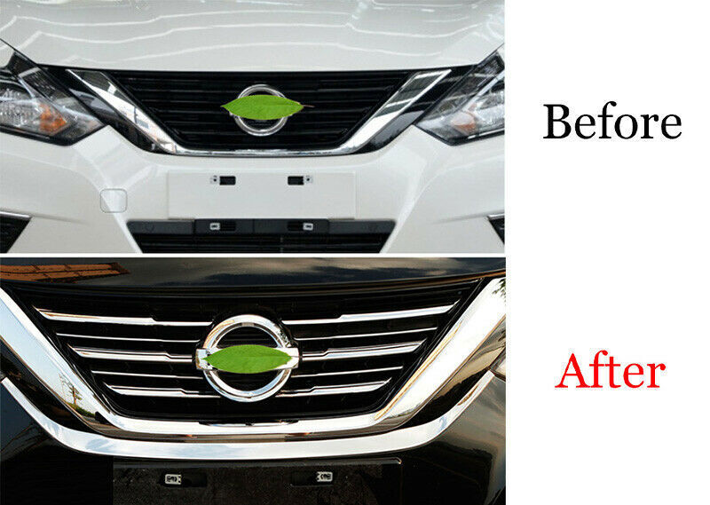 for Nissan Altima Teana 2016-2018 Chrome ABS Front Grille Grill Strips Cover 10P