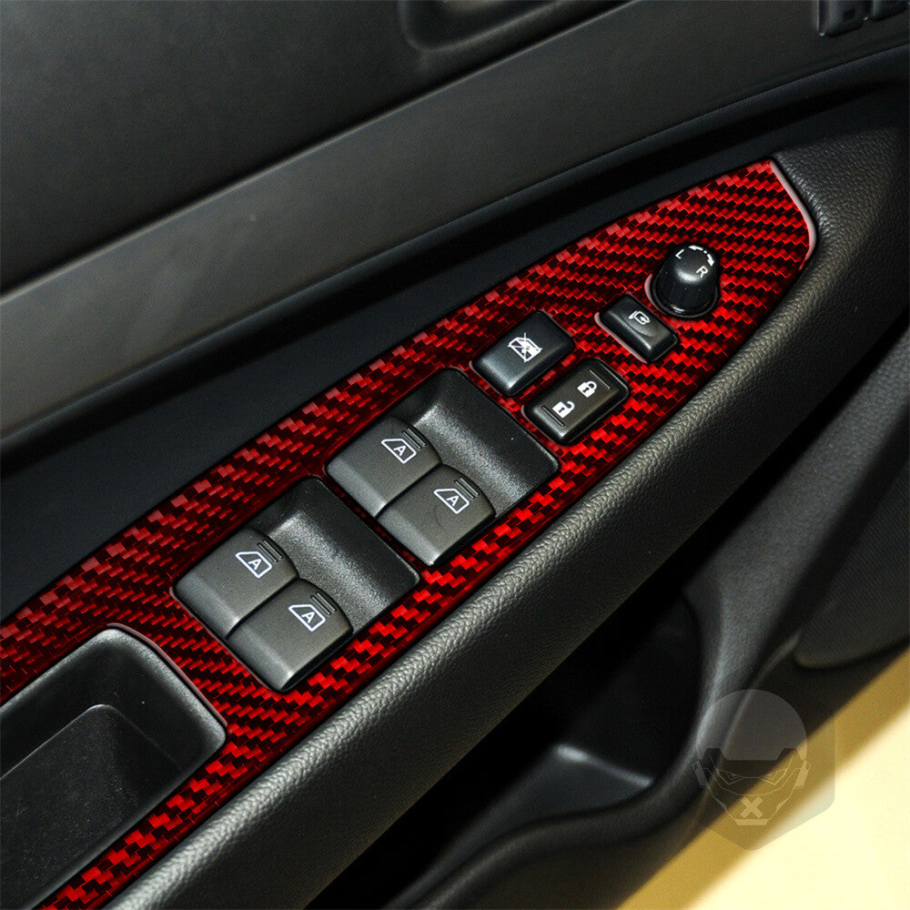 for Infiniti G37 Sedan 2007-2013 Red Carbon Fiber Window Lift Switch Button Trim