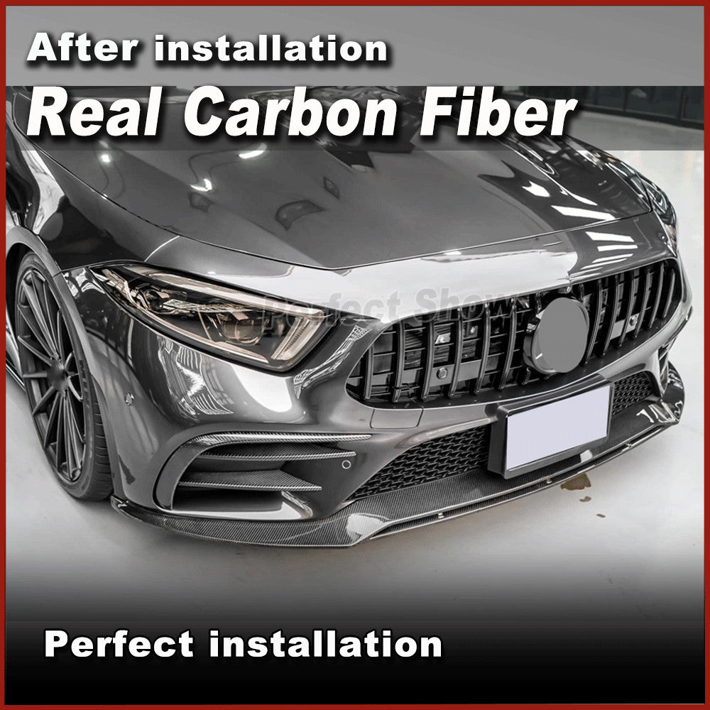 for Mercedes-Benz C257 CLS400 Sport CLS53 AMG 18UP REAL Carbon Front Bumper Lip