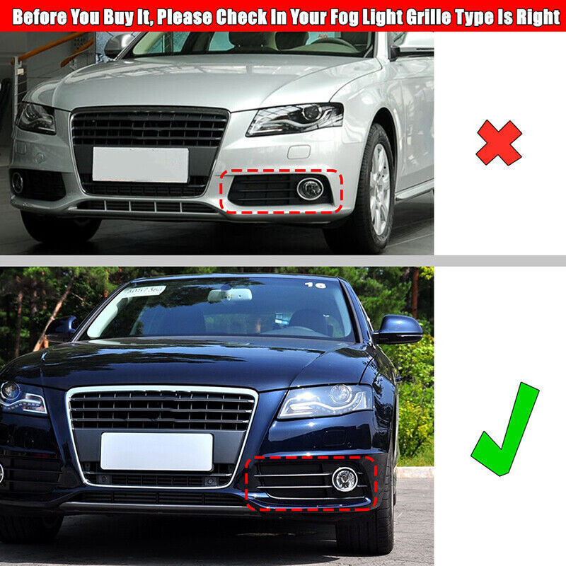 HONEYCOMB Fog Light Grille Chrome Protective Cover for Audi A4 B8 S Series S4 2008 - 2012