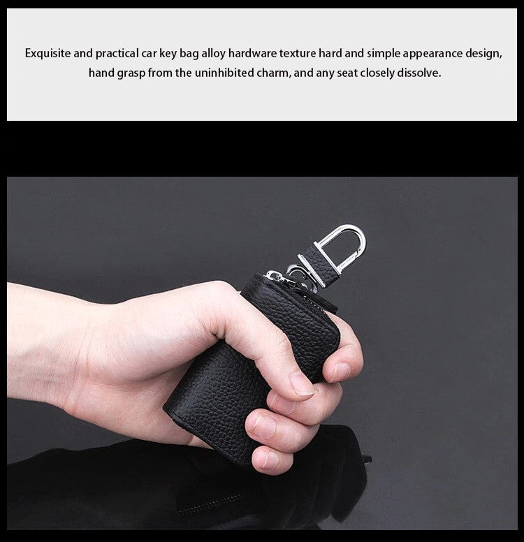 1Pc Car Key Holder Cover Key Chain Bag Leather Remote Fob Zipper Case