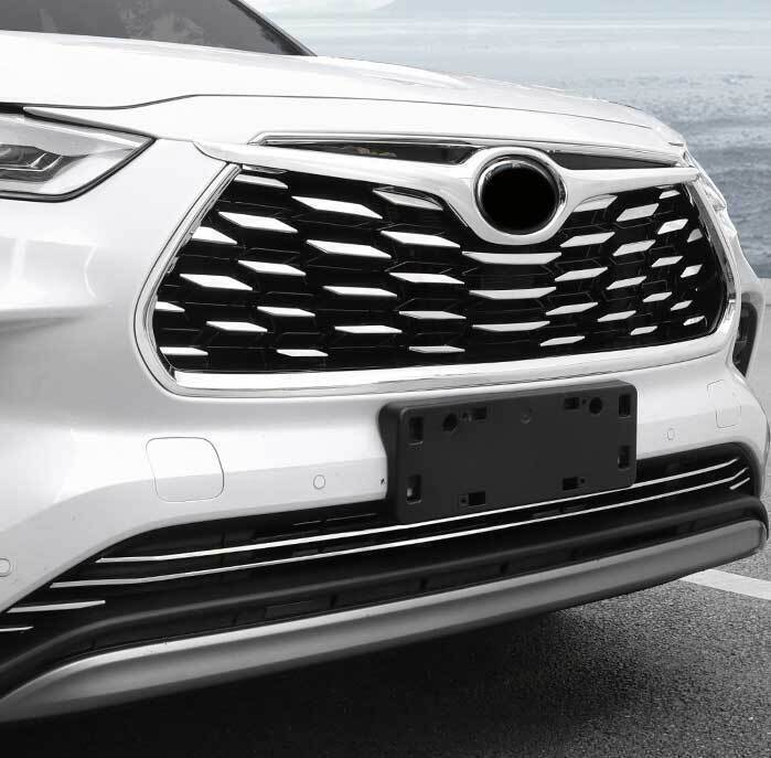 Silver Front Bumper Center Hood Grill Strip Trim 2020-2024 for Toyota Highlander