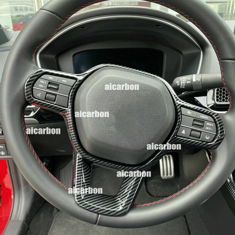 for Honda for Civic 2022-2023 Carbon Fiber Style Steering Wheel Moulding Frame Cover