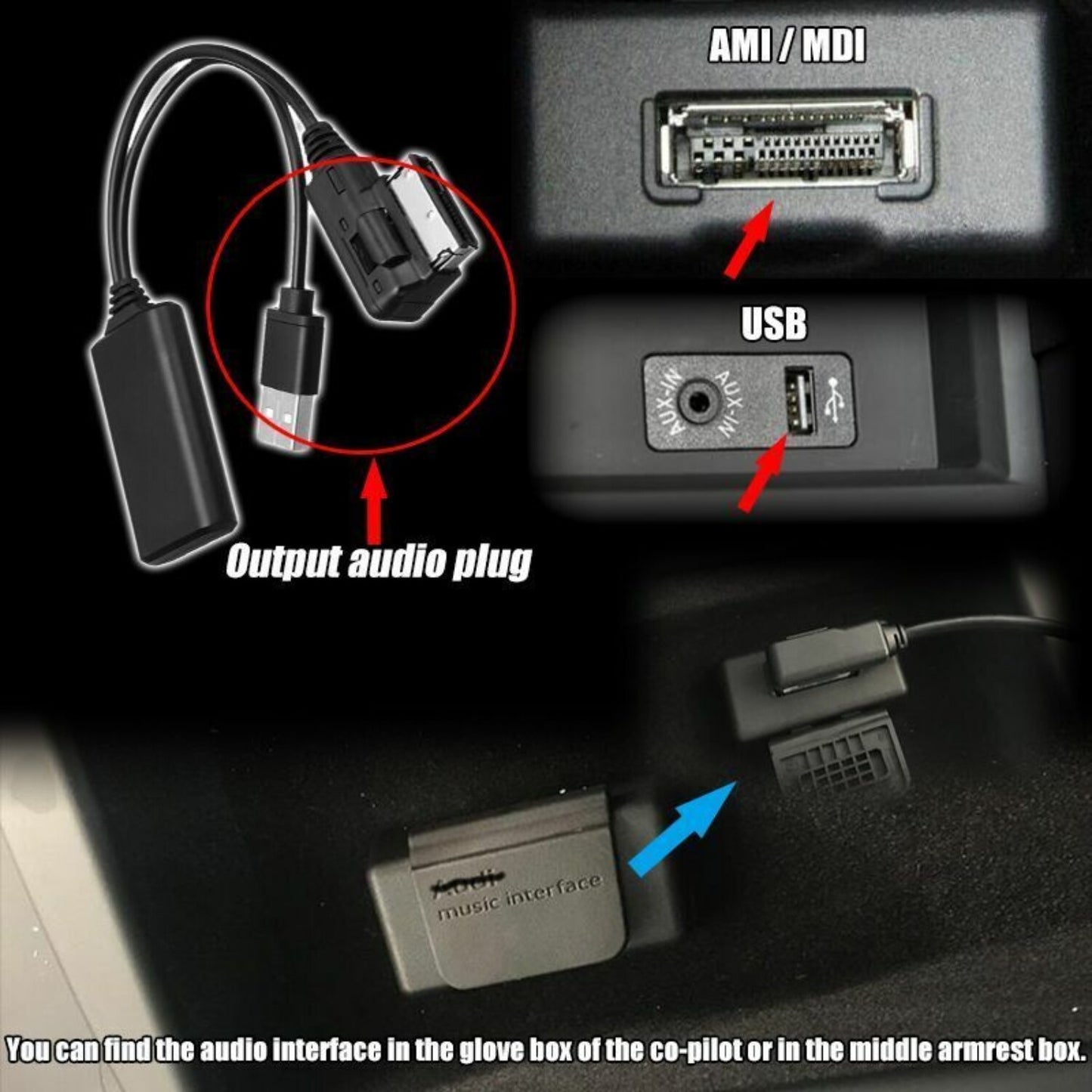 Wireless bluetooth Music Interface AUX Audio Cable Adapter for Audi A5 A6 for A8 Q7