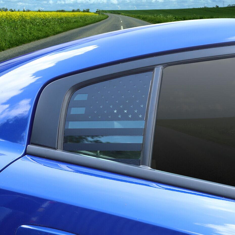 For 2015-2023 for Dodge Charger Black US Flag Rear Window Side Trim Decor Sticker 2P v