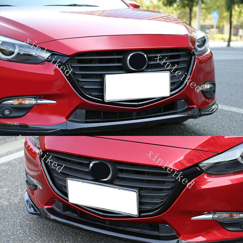 Gloss black ABS Front bumper grille frame trim cover for Mazda 3 Axela 2017-2018