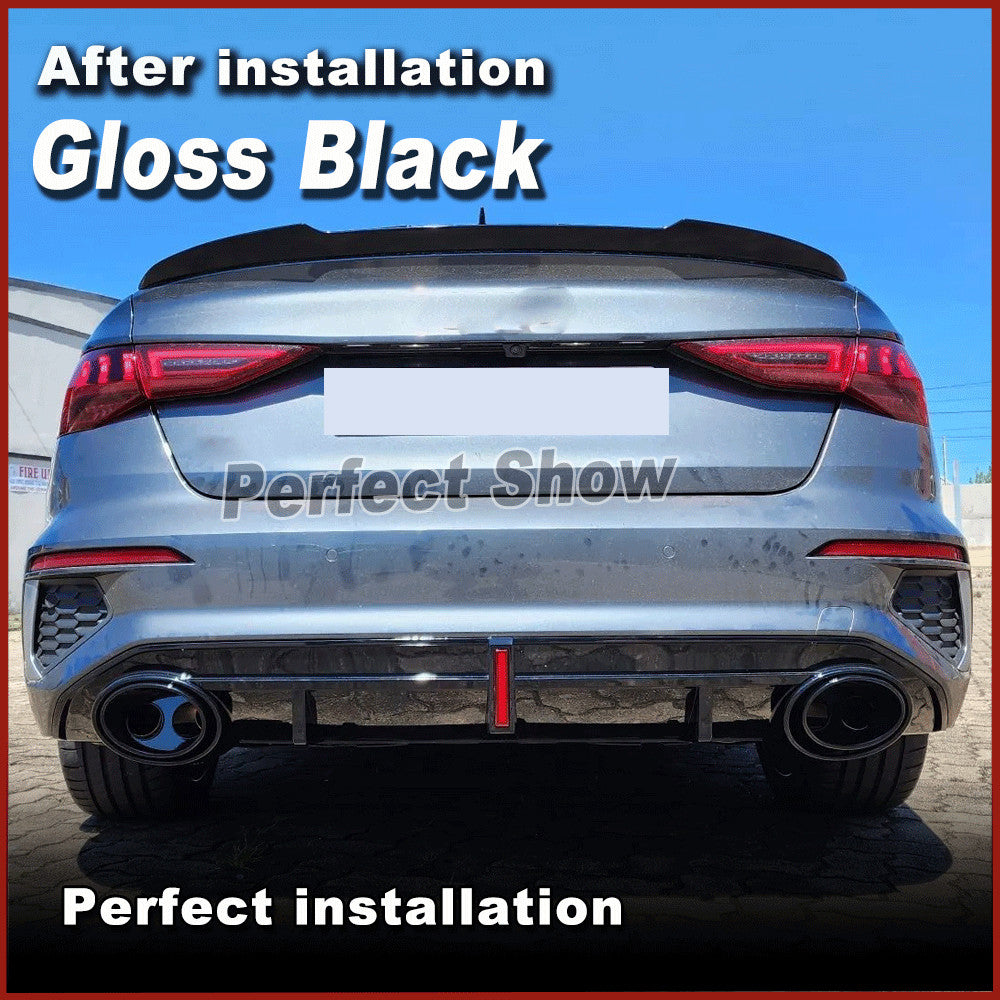 for Audi A3 S3 S Line 8Y Sedan 21UP Gloss Black Rear Bumper Diffuser Exhaust Tip