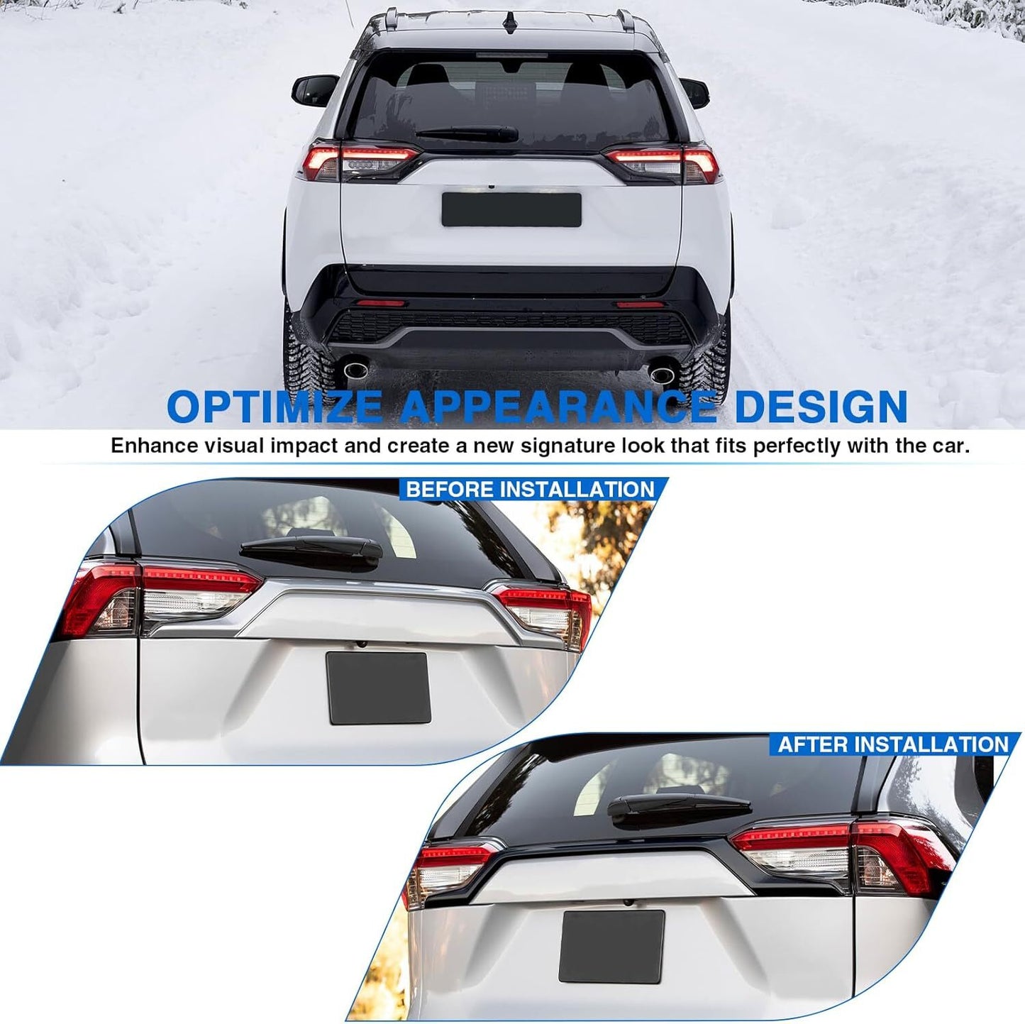 Glossy Black Rear Trunk Lid Molding Trim Tailgate Cover Trim For RAV4 2019-2023
