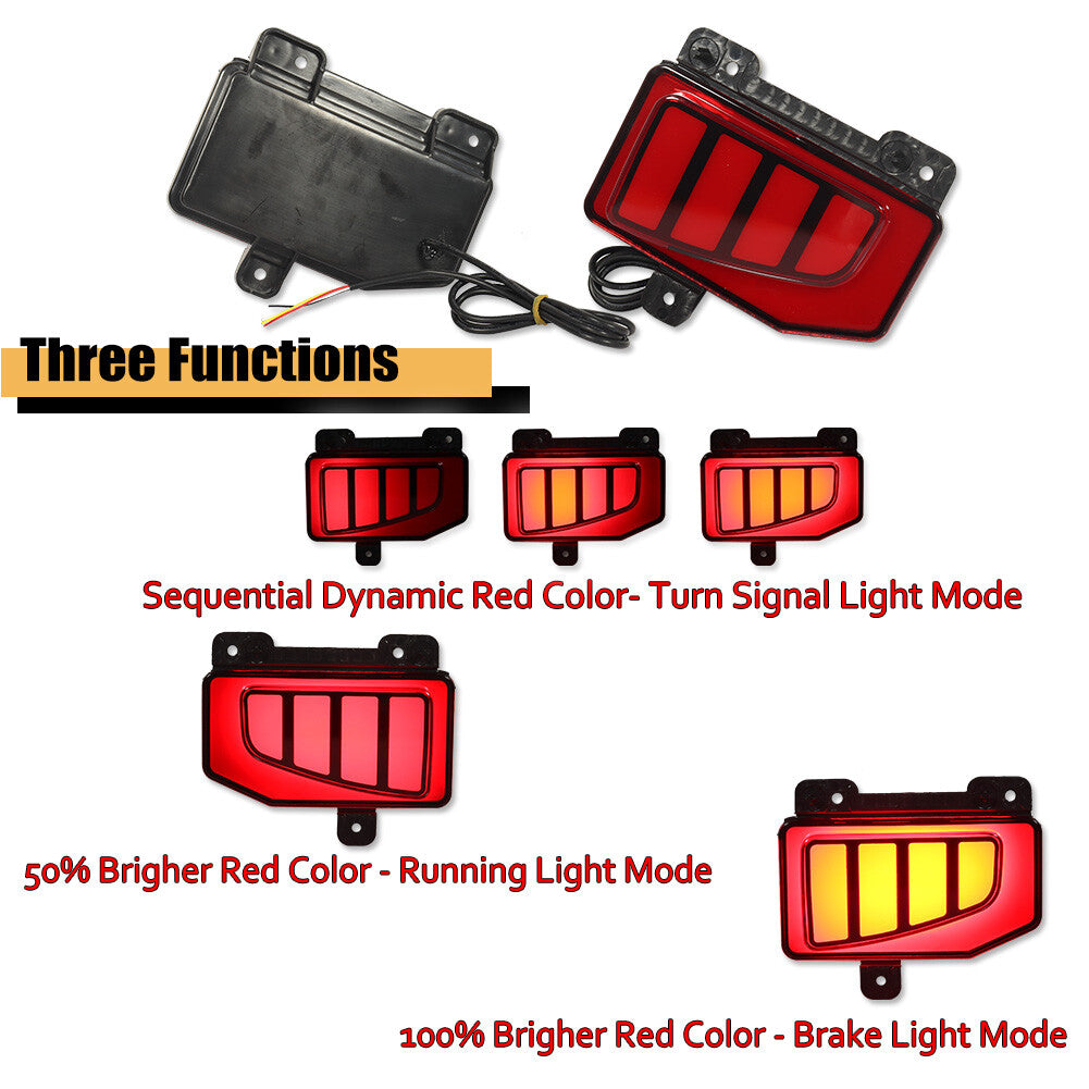 Dark Red Bumper Reflector LED Tail/Brake Sequential Signals for for Jeep Gladiator JT- v